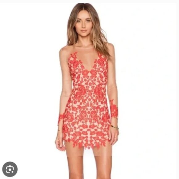 For Love & Lemons Luau Mini Dress in Red Size Medium - Picture 6 of 12